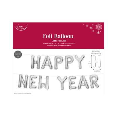 New Year Foil Balloon - Happy New Year - Silver - Air Filled