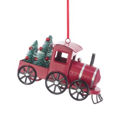 Red Train & Tree Metal Christmas Tree Decoration - Floralsilk