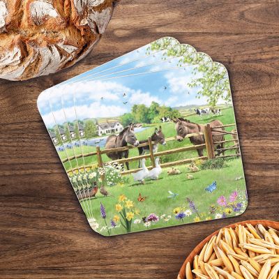 Donkey Farm Coasters - Set of 4 - Macneil Lesser & Pavey
