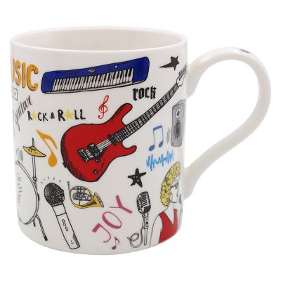 Love Music Guitar Drums Fine China Novelty Mug - Boxed - Lesser & Pavey