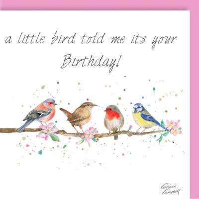 Birthday Card - A Little Bird - Garden Birds - Arty Penguin