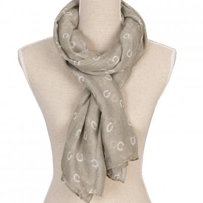 Ladies Grey Horse Shoe Scarf 