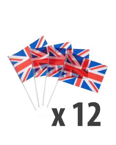 Union Jack Hand Flag x 12 - 21cm x14cm