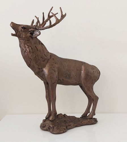 Stag Roaring Cold Cast Bronze Ornament - Frith Sculpture TM030
