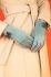 Powder UK Ladies Doris Faux Suede Gloves - Ice & Blue Bow Detail