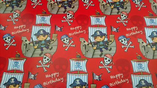 Pirate Happy Birthday Boys Gift Wrapping Paper Sheet