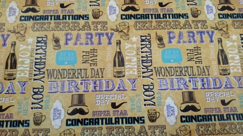 Male Happy Birthday Gift Wrapping Paper Sheet