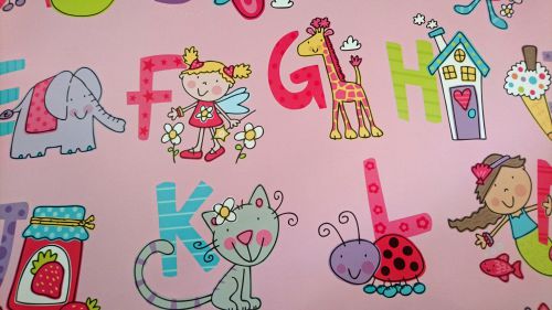 Alphabet Pink Girls Gift Wrapping Paper Sheet