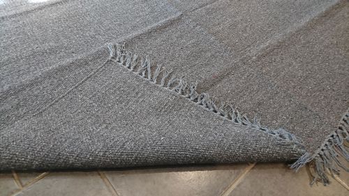 Large Dark Grey Handloomed Natural Recycled Yarn Rug - 180cm x 245cm 