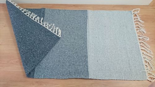Tripata 3 Grey Panel Handloomed Natural Recycled Yarn Rug - 75cm x 135cm