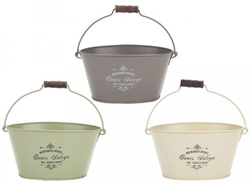 Vintage Style Oval Metal Bucket Garden Planter - 3 Colours