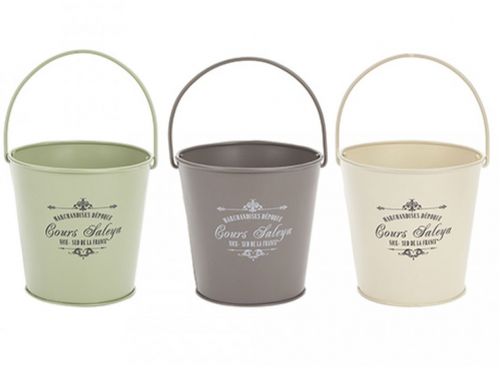 Vintage Style Small Metal Bucket Garden Planter - 3 Colours