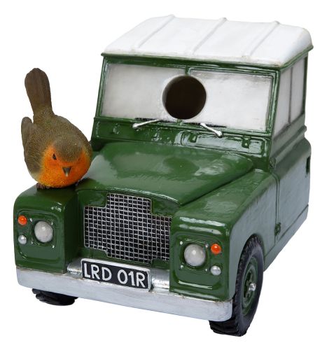 Vivid Arts Classic Land Rover Defender & Robin Garden Birdhouse