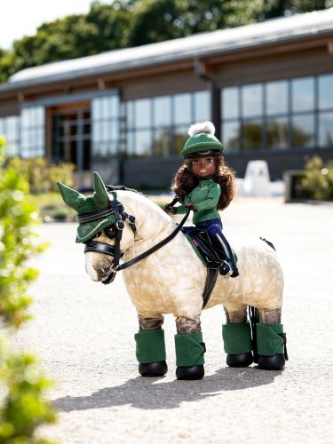 Lemieux Toy Pony Maya & Dream Set Hunter Green Pad Hood Bandages Black Saddle Bridle