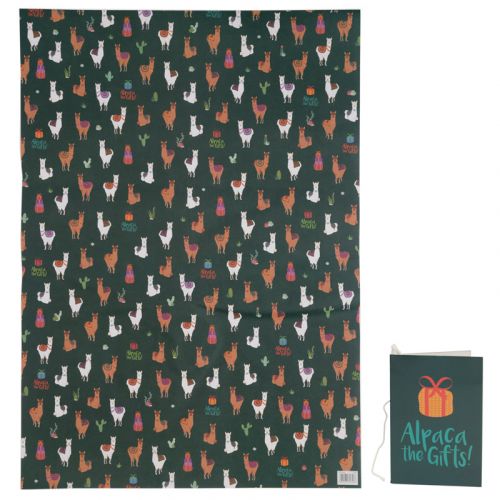 Alpaca Gift Wrapping Paper Sheet & Tag