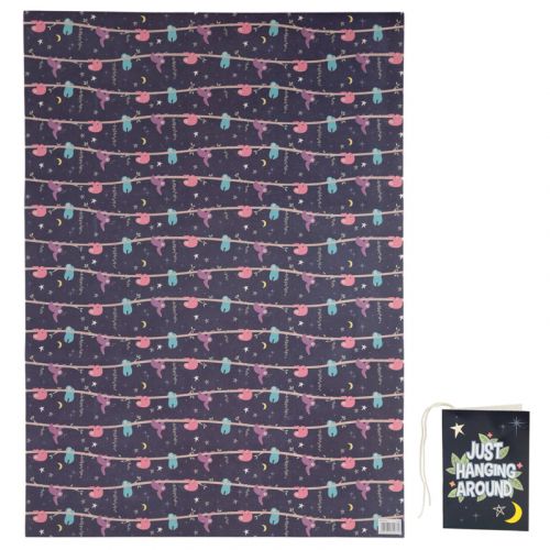 Sloth Just Hanging Around Gift Wrapping Paper Sheet & Tag