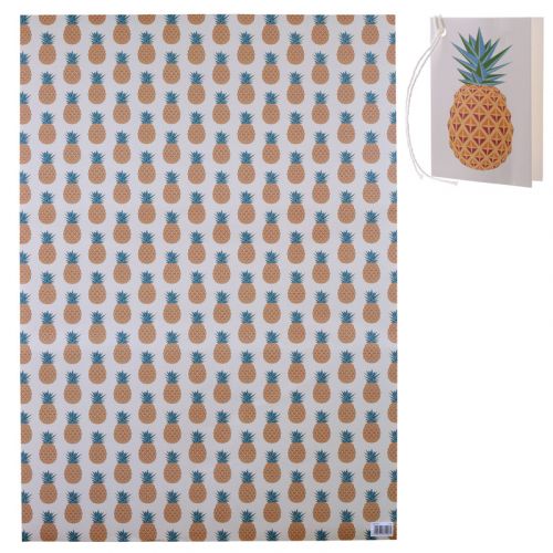 Pineapple Fruit Design Gift Wrapping Paper Sheet & Tag