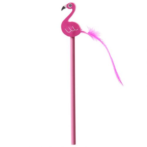 Flamingo Pink Funky Pencil & Eraser with Feather