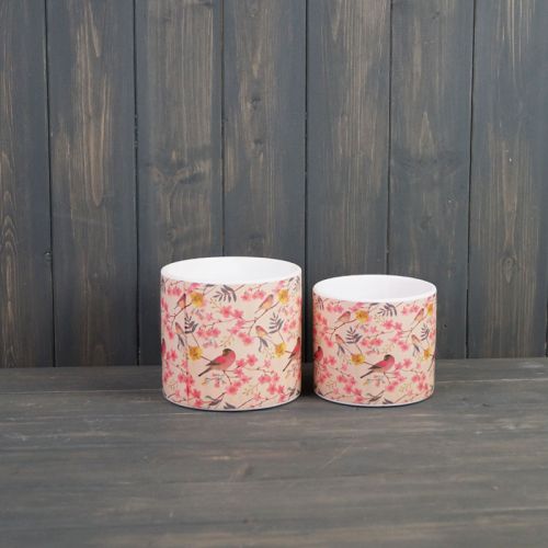 Cherry Blossom Birds Decorative Indoor Plant Pot - 2 Sizes