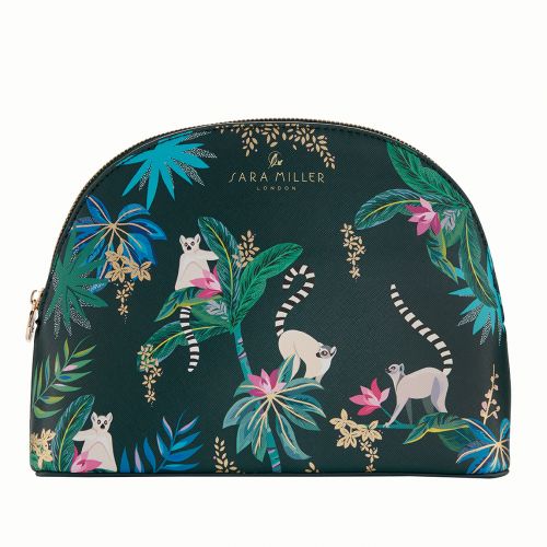 Sara Miller - Large Cosmetic Make Up Wash Bag - Dark Green Lemur Tahiti