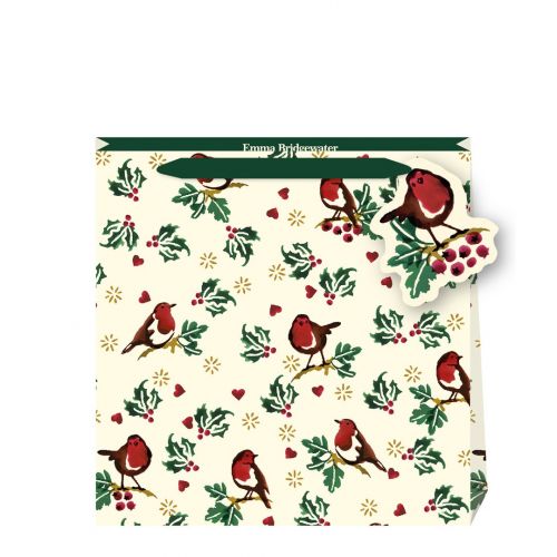 Christmas Robin & Holly Gift Bag - Medium - Emma Bridgewater