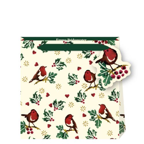 Christmas Robin & Holly Gift Bag - Small - Emma Bridgewater