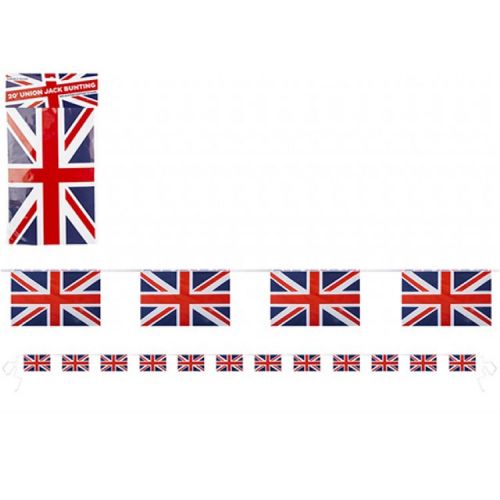 Union Jack Rayon Rectangle Bunting Large Flags 20ft 6 Meters Long