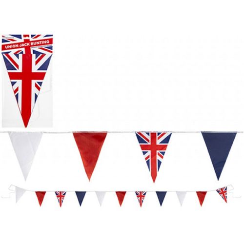 Union Jack Red White Blue Rayon Triangle Bunting Large Flags 20ft 6 Meters Long