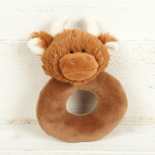 Highland Coo Cow Plush Baby Rattle - Jomanda - Free Gift Bag