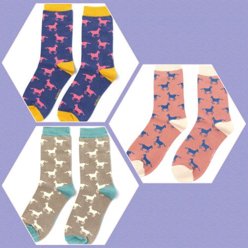 Ladies Horse Socks - Bamboo - Miss Sparrow - 3 Colours