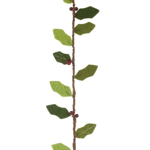 Felt Holly & Berry Christmas Garland - Green 150cm - Floralsilk