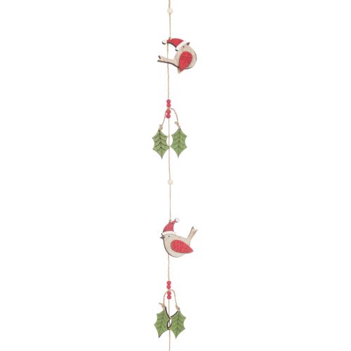 Bird & Holly Christmas Garland Wooden 124cm - Floralsilk