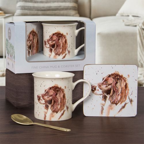 Cocker Spaniel Dog Mug & Coaster Set Man's Best Friend Fine China - Boxed