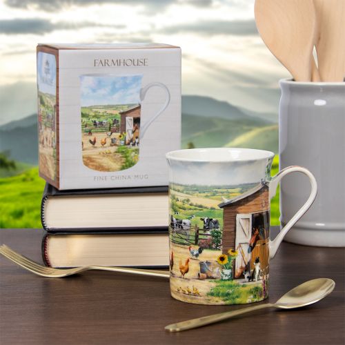 Farmhouse Tractor Horse Fine China Mug - Boxed - Lesser & Pavey