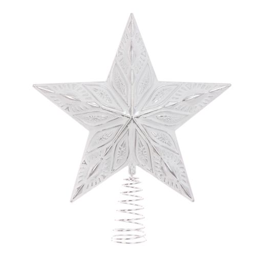 White & Silver Star Tree Topper - 31cm - Christmas - Floralsilk