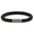 Boing Black Leather Braid Bracelet Ruthenium Clasp