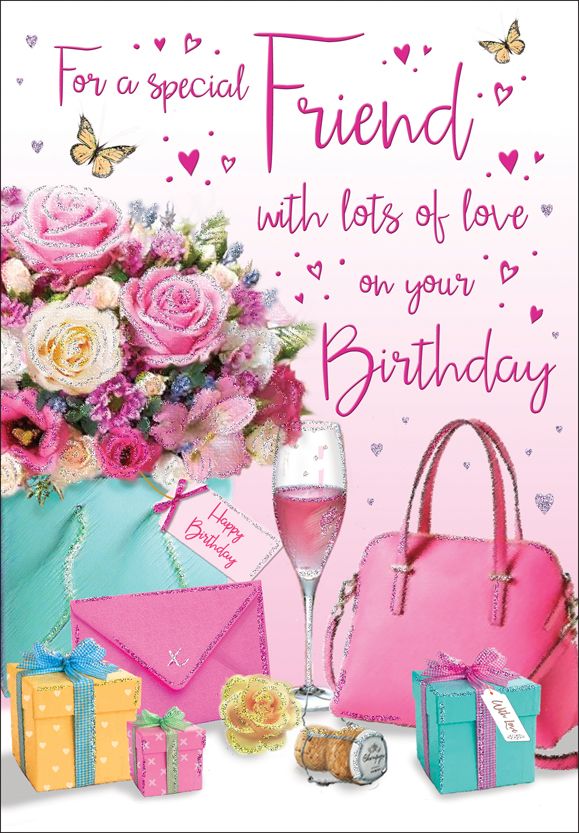 Birthday Card - Special Friend - Flowers & Presents | Gift Envy