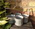 Zinc Metal Set of Four Garden Planter Pot with Handle - Distressed Look