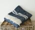 Tweedmill Fishbone 2 Stripe Throw 100% Pure New Wool Navy Blue & Silver Grey