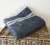 Tweedmill Fishbone 2 Stripe Throw 100% Pure New Wool Navy Blue & Silver Grey
