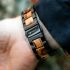 Dahlia Zebrano Wood Blue Mens Watch - Botanica
