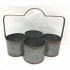 Zinc Metal Set of Four Garden Planter Pot with Handle - Distressed Look