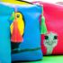 Kingfisher Bird Skyla Design Grey Handmade Cotton Cosmetic Makeup Bag - Emily Smith 