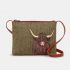 Highland Cow Tweed & Brown Leather Cross Body Bag Handbag - Yoshi