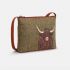 Highland Cow Tweed & Brown Leather Cross Body Bag Handbag - Yoshi