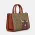 Highland Cow Tweed & Brown Leather Grab Bag Multiway Handbag - Yoshi