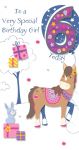 6th Birthday Card Girl - Pony Horse - 3D Glitter - Talking Pictures