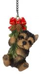 Christmas Hanging Mini Yorkshire Terrier Puppy Dog Ornament - Indoor or Outdoor Vivid Arts