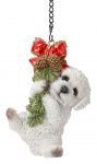 Christmas Hanging Mini Bichon Frise Puppy Dog Ornament - Indoor or Outdoor Vivid Arts