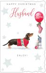 Christmas Card -  Large - Husband - Dachshund Dog - Glitter - Out of the Blue